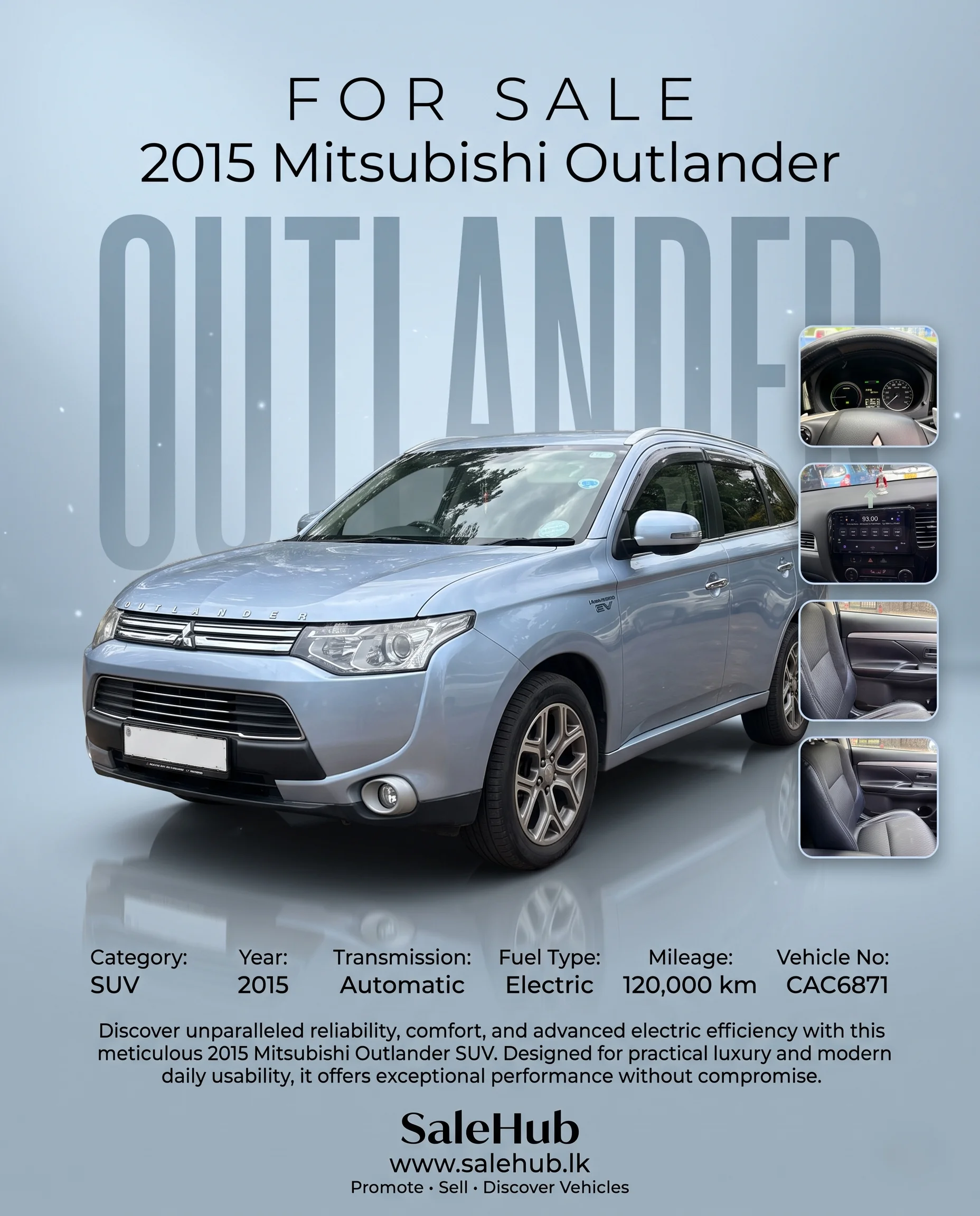 2015 Mitsubishi Outlander for sale in Colombo, Sri Lanka